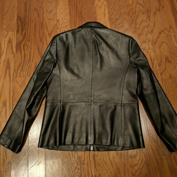 Talbots double zip black leather jacket - Picture 3 of 4